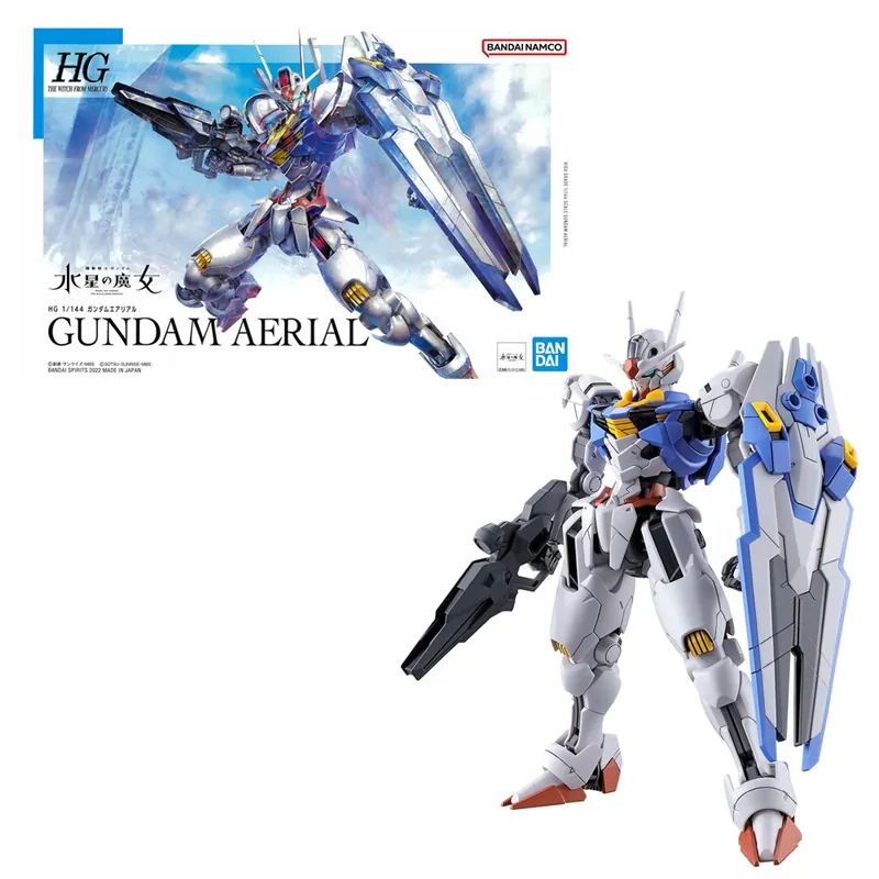 Caja y modelo armado del Bandai HG Gundam Aerial
